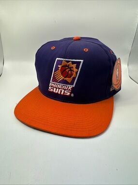VINTAGE Phoenix Suns STITCH Hat Snap Back Mens Purple Orange NBA Basketball 90s